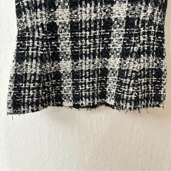 Theory Sculpted Tweed Black Cream White Sleeveless Lined Zip Closure Blouse S - Picture 6 of 8